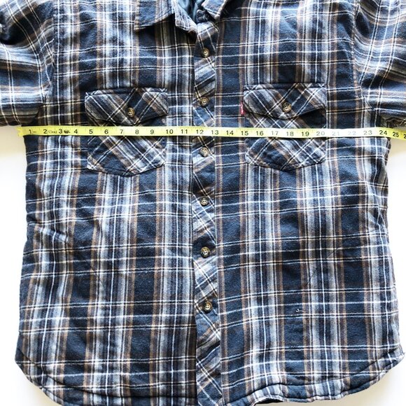 LEVI'S Plaid Flannel Lined Brown Button Up Shirt Jacket Shacket Mens Large - Picture 9 of 9